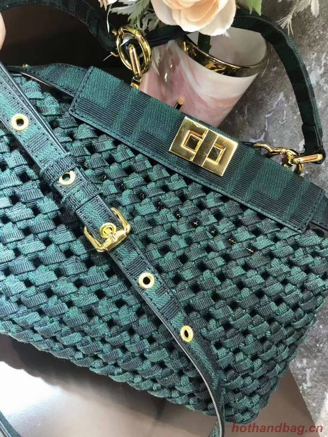 Fendi PEEKABOO ISEEU Weave Bag F4587 blackish green