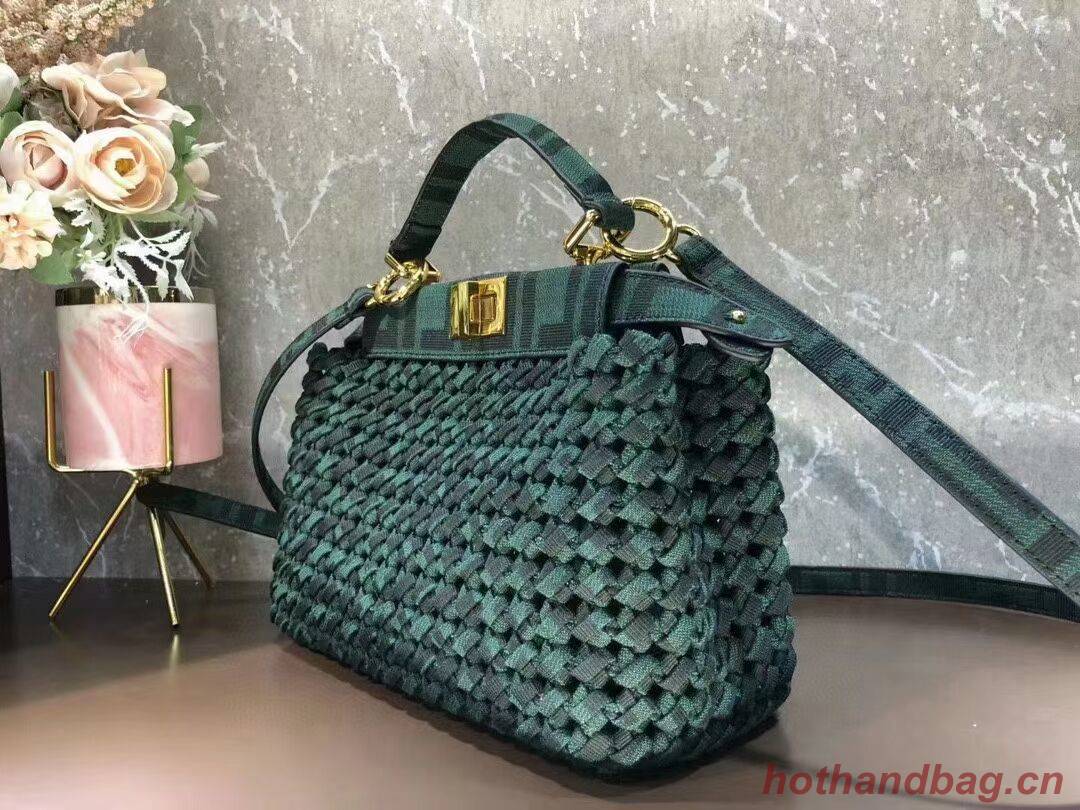 Fendi PEEKABOO ISEEU Weave Bag F4587 blackish green