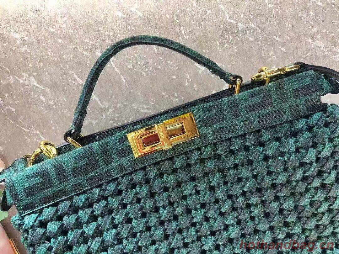 Fendi PEEKABOO X-LITE LARGE green cotton bag 8BN304A