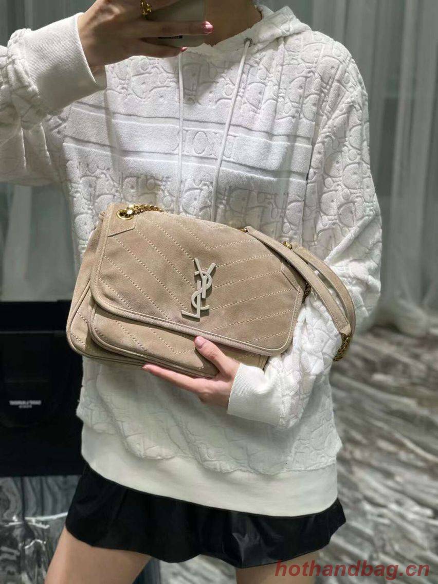 Yves Saint Laurent ENVELOPE MEDIUM BAG IN QUILTED SUEDE Y498004 cream