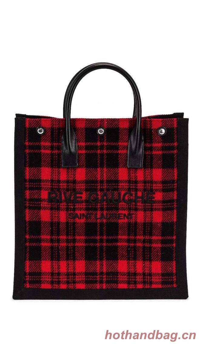 Yves Saint Laurent Tote Book LINEN Shopping Bag Y509416 red