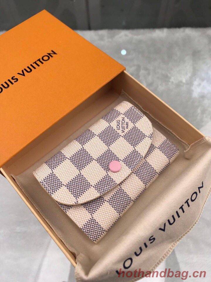 Louis Vuitton Damier Azur Canvas Rosalie Coin Purse Wallet N61276 Pink