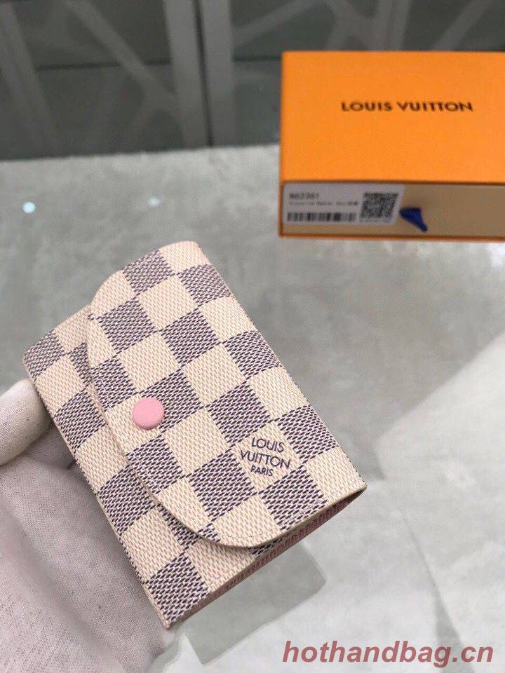 Louis Vuitton Damier Azur Canvas Rosalie Coin Purse Wallet N61276 Pink