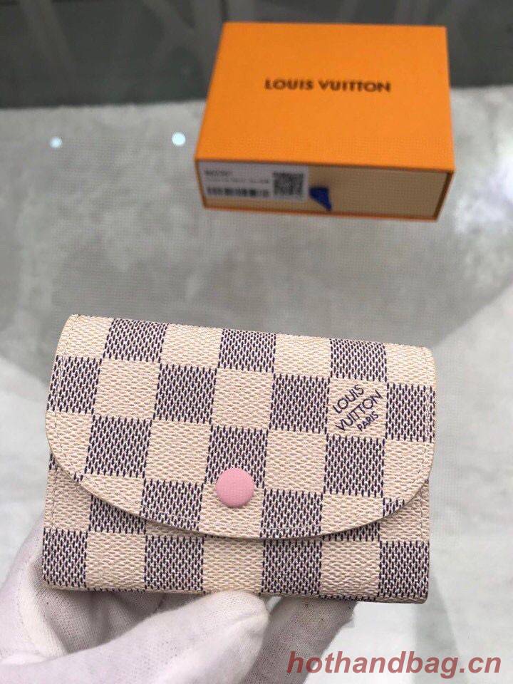 Louis Vuitton Damier Azur Canvas Rosalie Coin Purse Wallet N61276 Pink