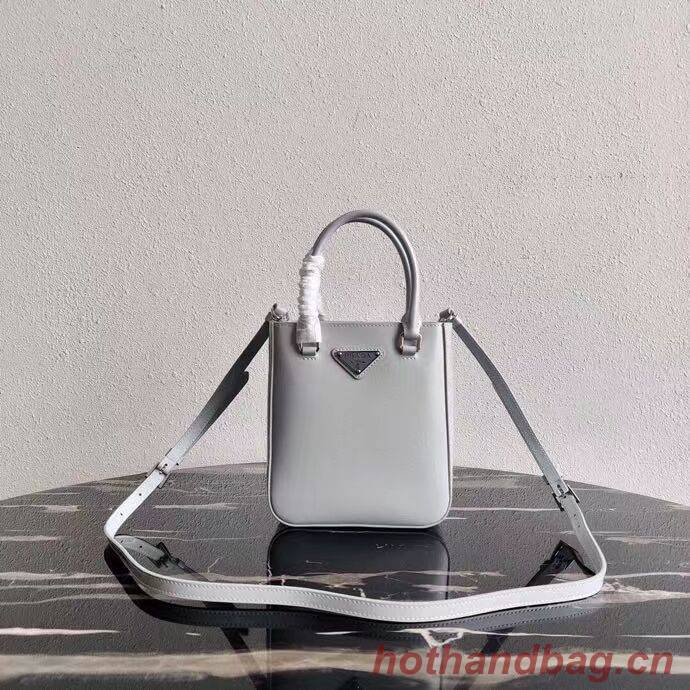 Prada Small brushed leather tote 1AD331 light grey