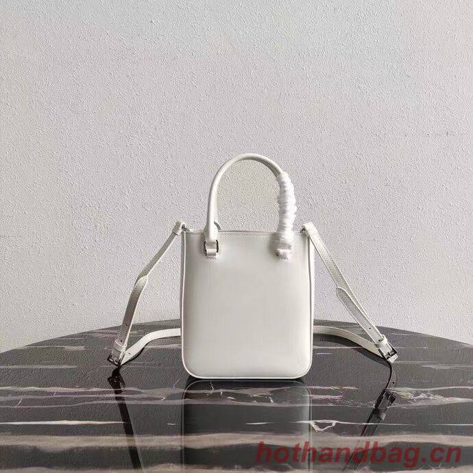 Prada Small brushed leather tote 1AD331 white