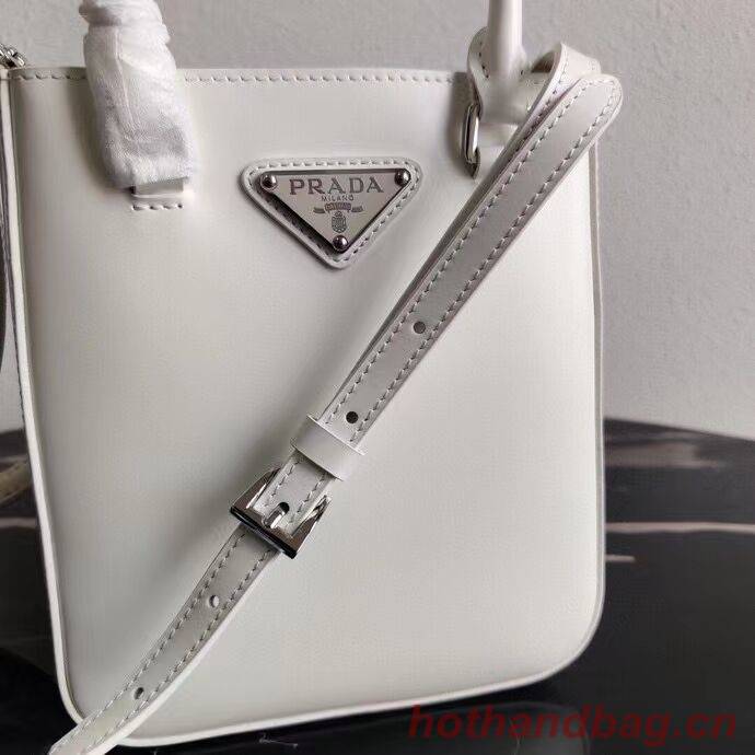 Prada Small brushed leather tote 1AD331 white