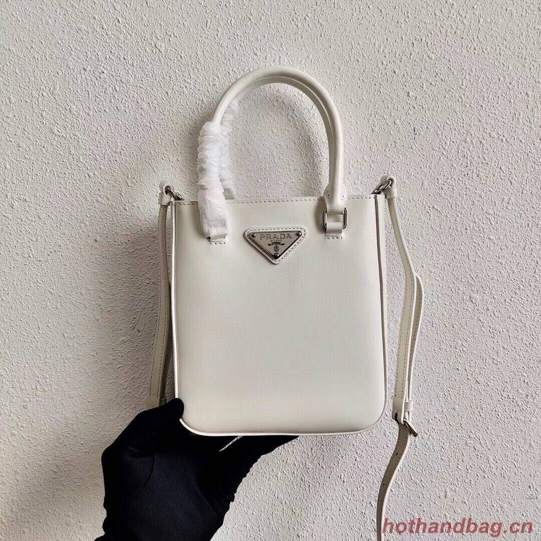 Prada Small brushed leather tote 1AD331 white