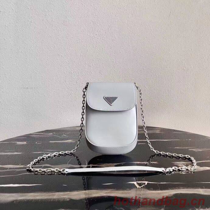 Prada Brushed leather mini-bag 1BH185 light grey