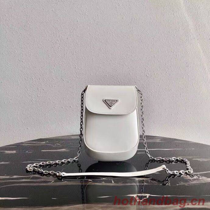 Prada Brushed leather mini-bag 1BH185 white