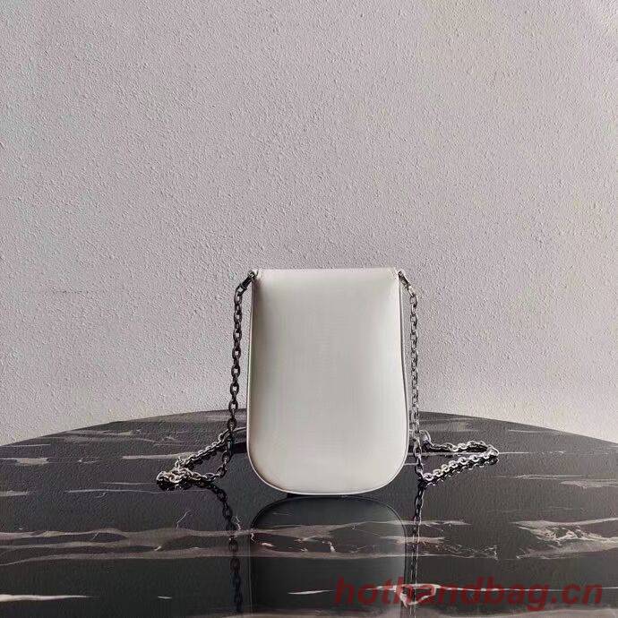 Prada Brushed leather mini-bag 1BH185 white