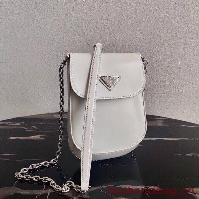 Prada Brushed leather mini-bag 1BH185 white