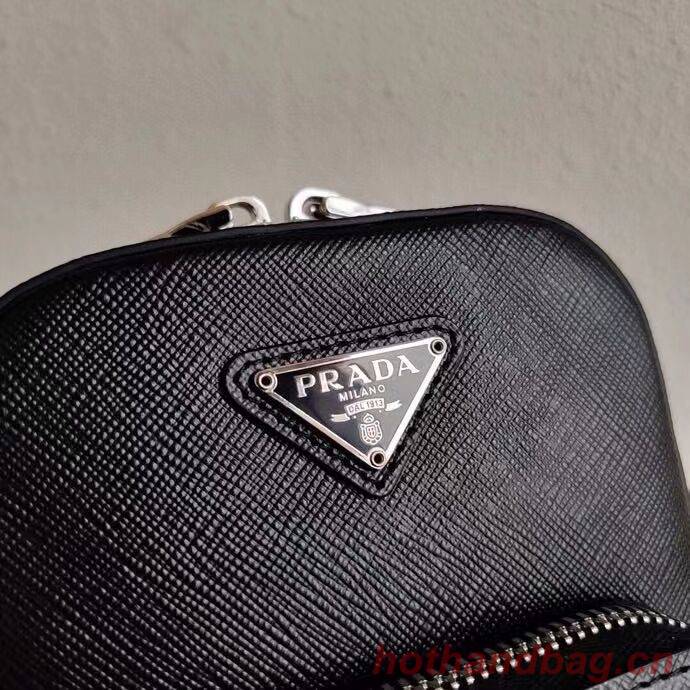 Prada Brushed leather shoulder bag 1BH183 black