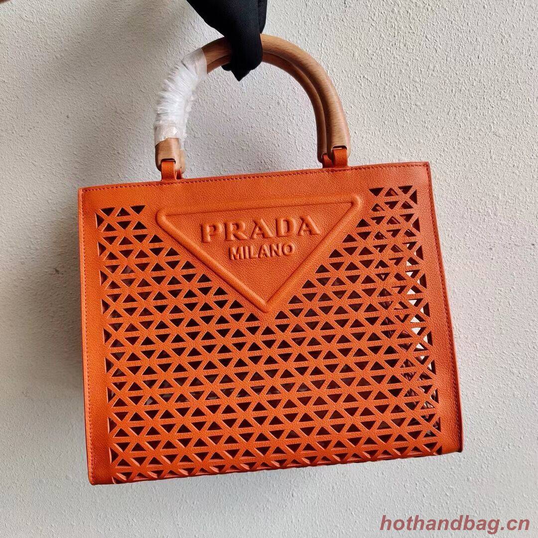 Prada leather tote bag 1AG405 orange