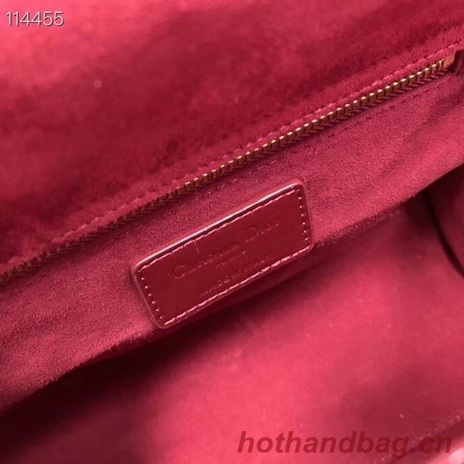 MEDIUM LADY DIOR BAG Cherry Red Patent Cannage Calfskin M0565OW