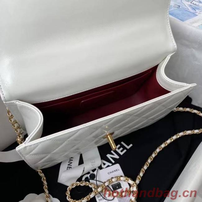 Chanel Flap Shoulder Bag Original leather AS2649 white