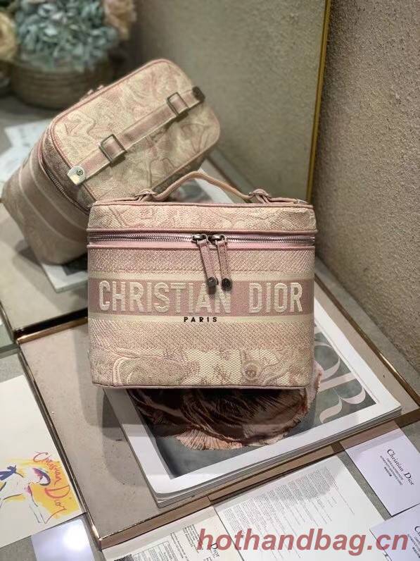 DIOR DIORTRAVEL VANITY CASE pink Dior Oblique Embroidery S5480VR