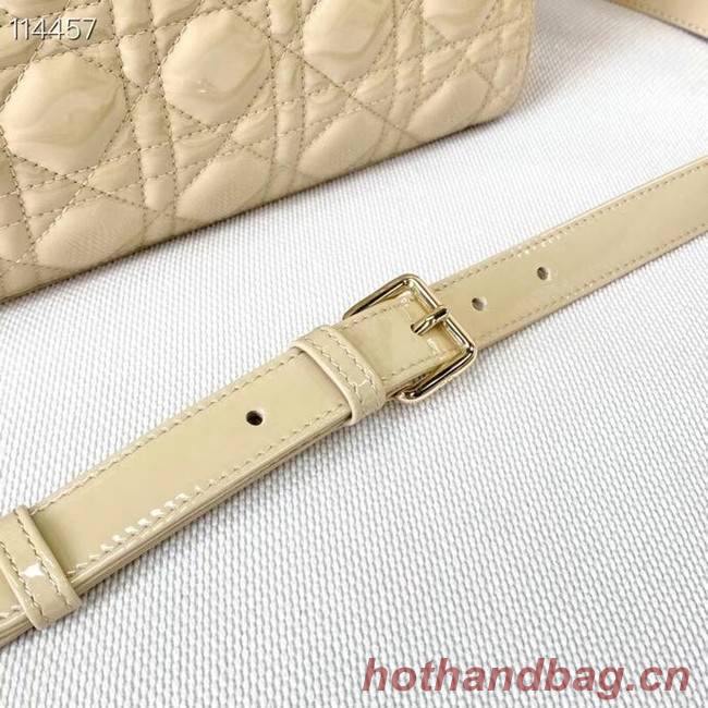 MEDIUM LADY DIOR BAG Beige Patent Cannage Calfskin M0565OW