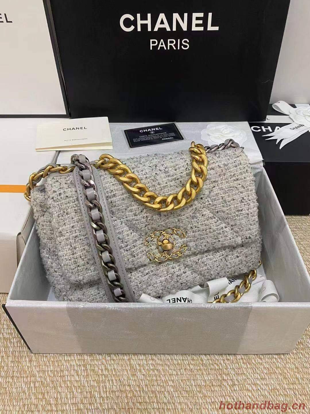 Chanel 19 flap bag Tweed AS1160 Gray