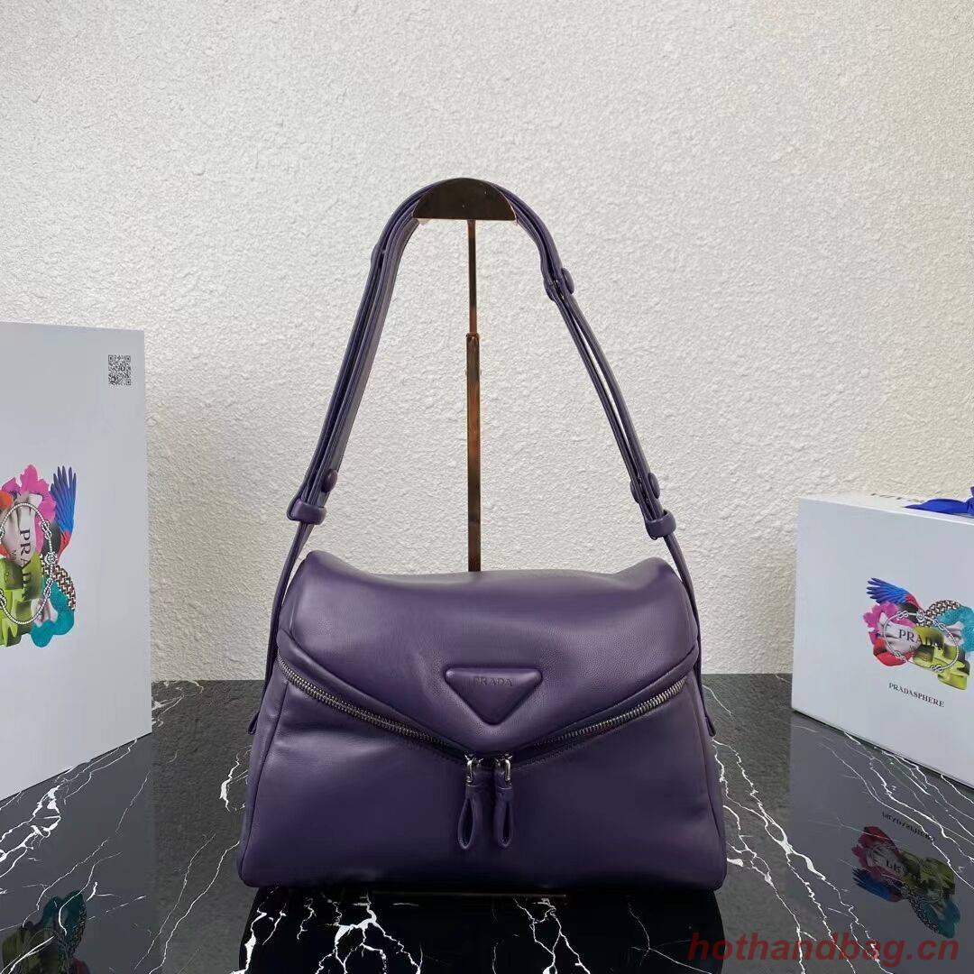 Padded nappa leather Prada Signaux bag 1BC165 violet