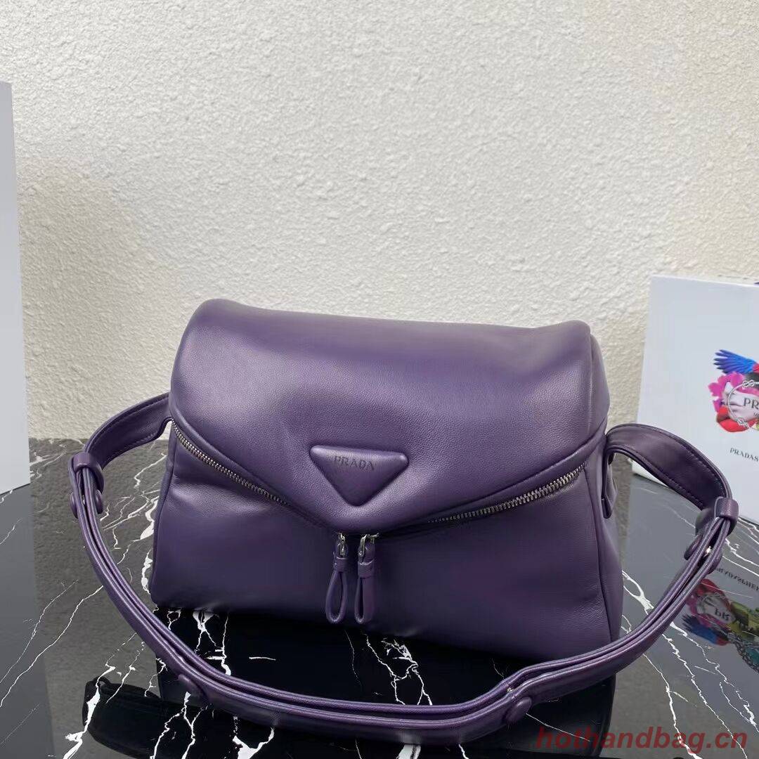 Padded nappa leather Prada Signaux bag 1BC165 violet