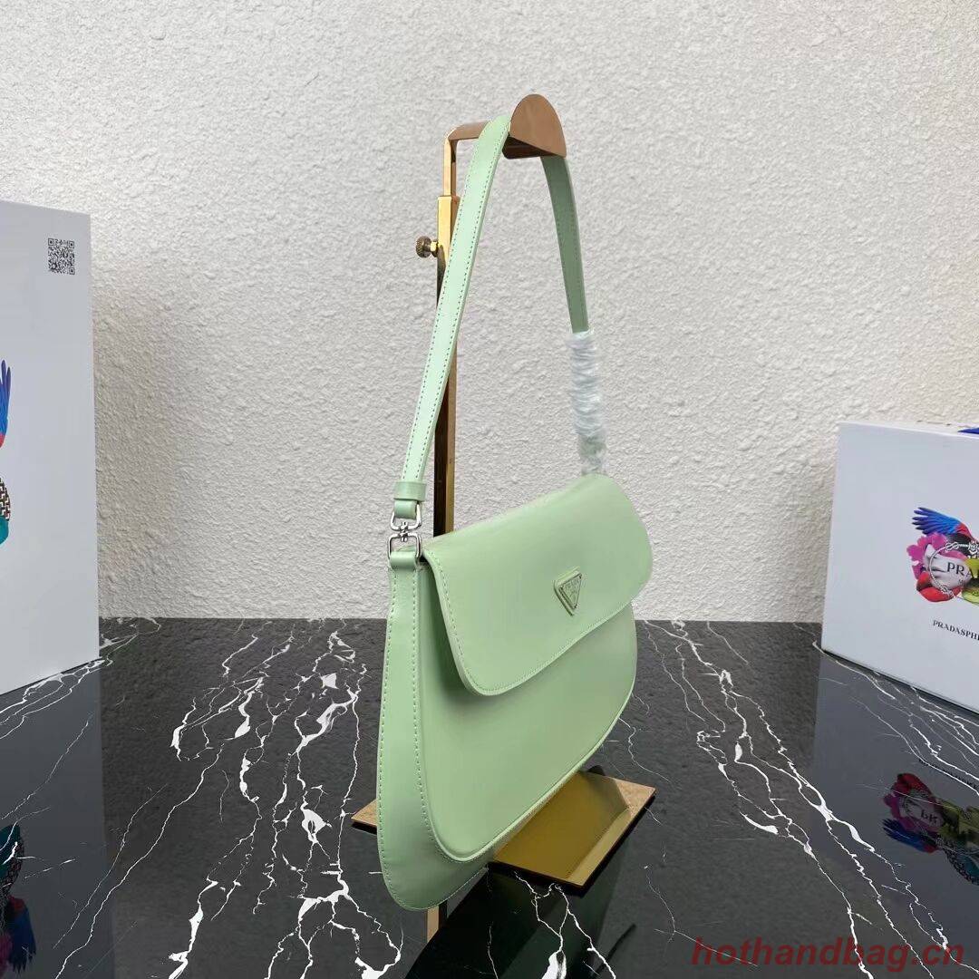 Prada Cleo brushed leather shoulder bag with flap 1BH276 green