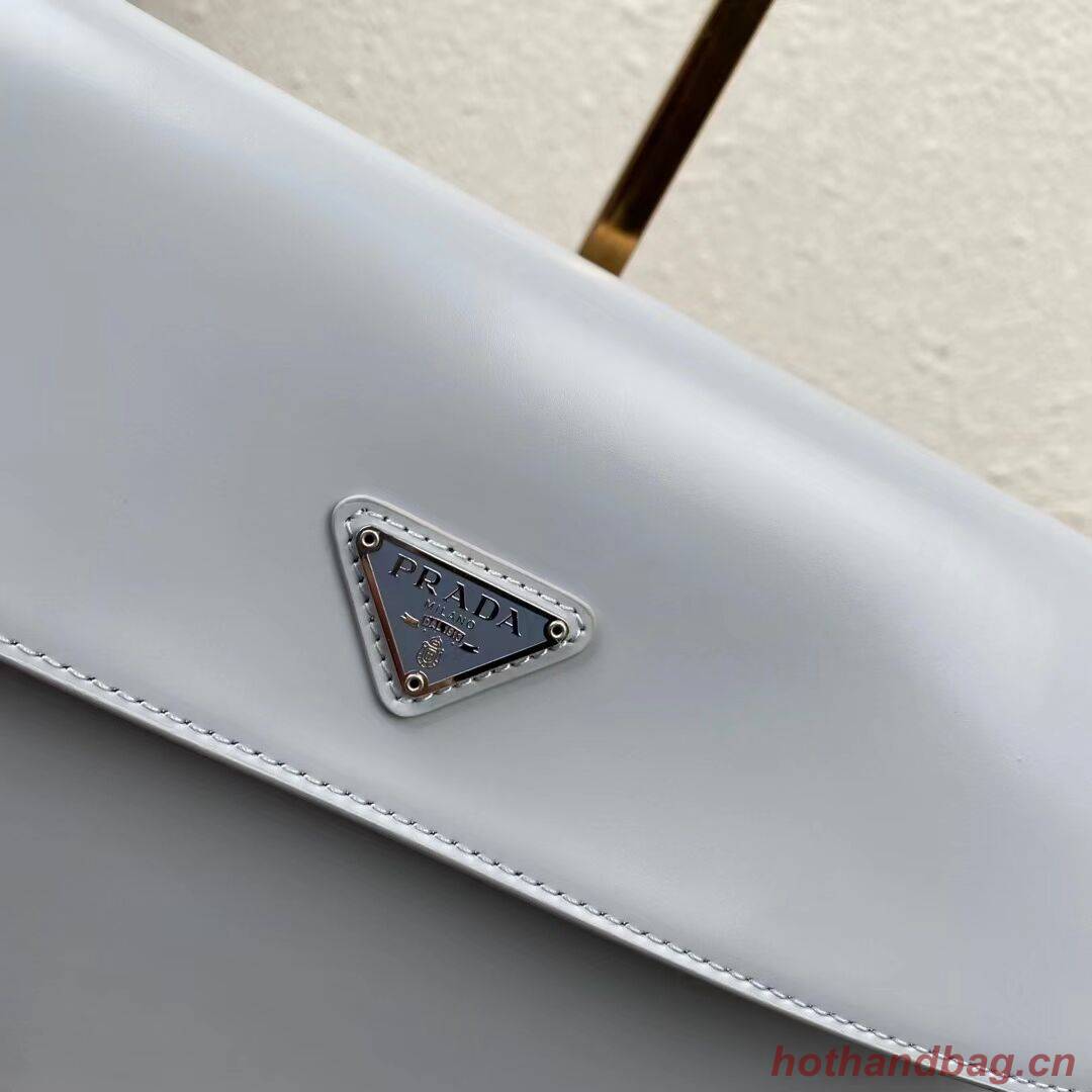 Prada Cleo brushed leather shoulder bag with flap 1BH276 light blue