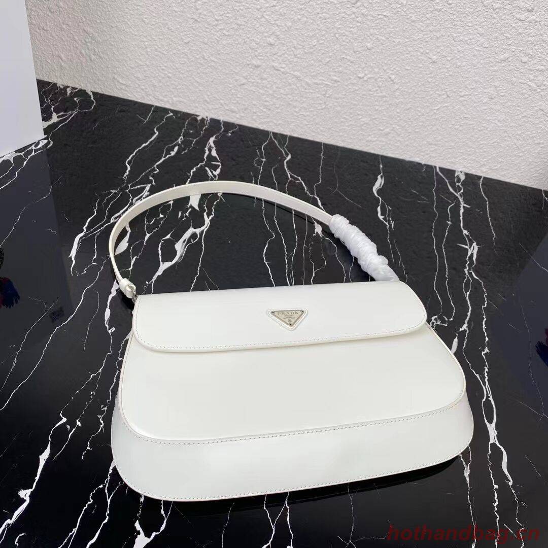 Prada Cleo brushed leather shoulder bag with flap 1BH276 white