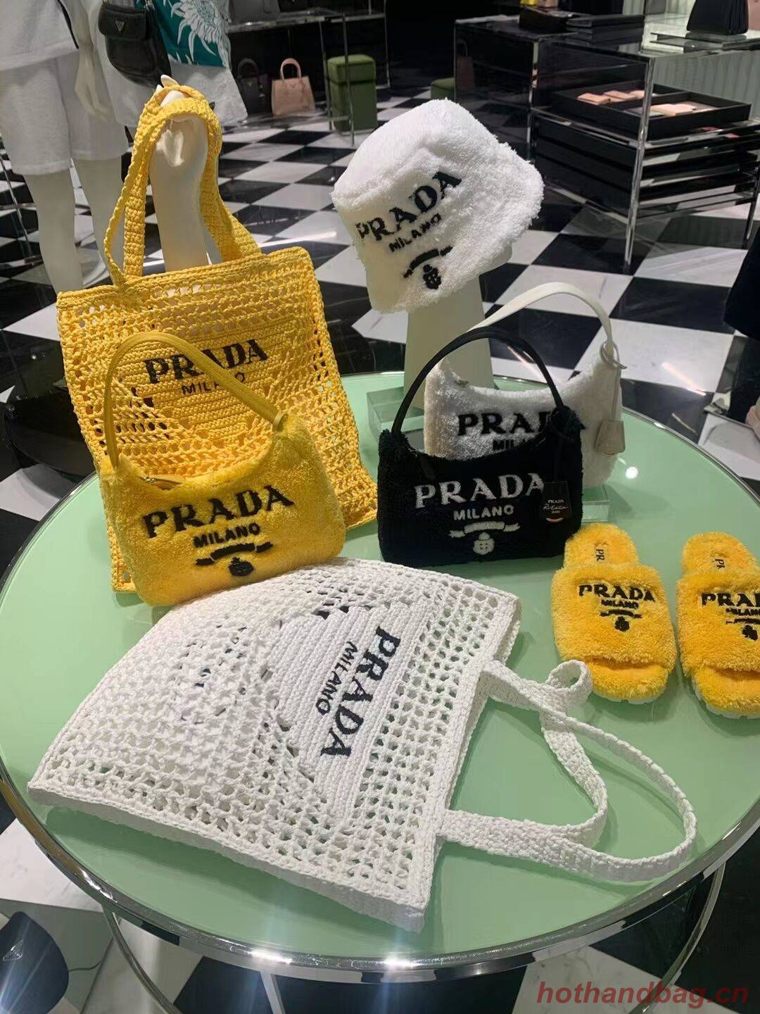 Prada Raffia tote bag 1CH393 white