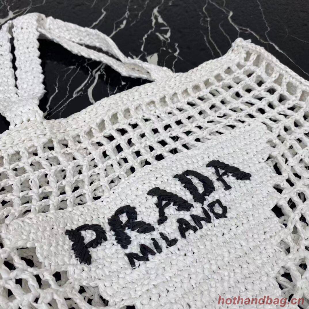 Prada Raffia tote bag 1CH393 white