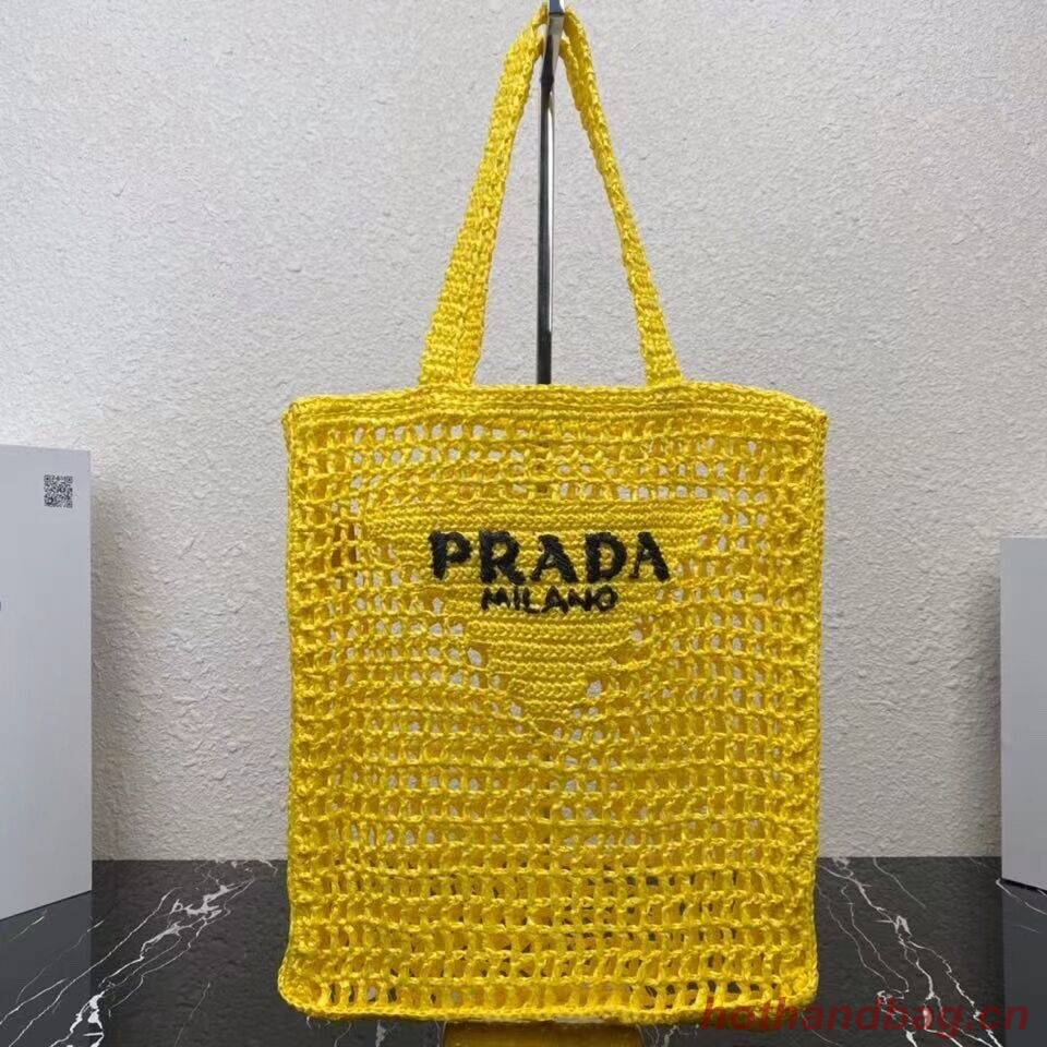 Prada Raffia tote bag 1CH393 yellow