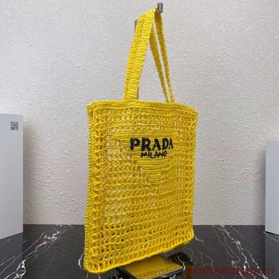 Prada Raffia tote bag 1CH393 yellow