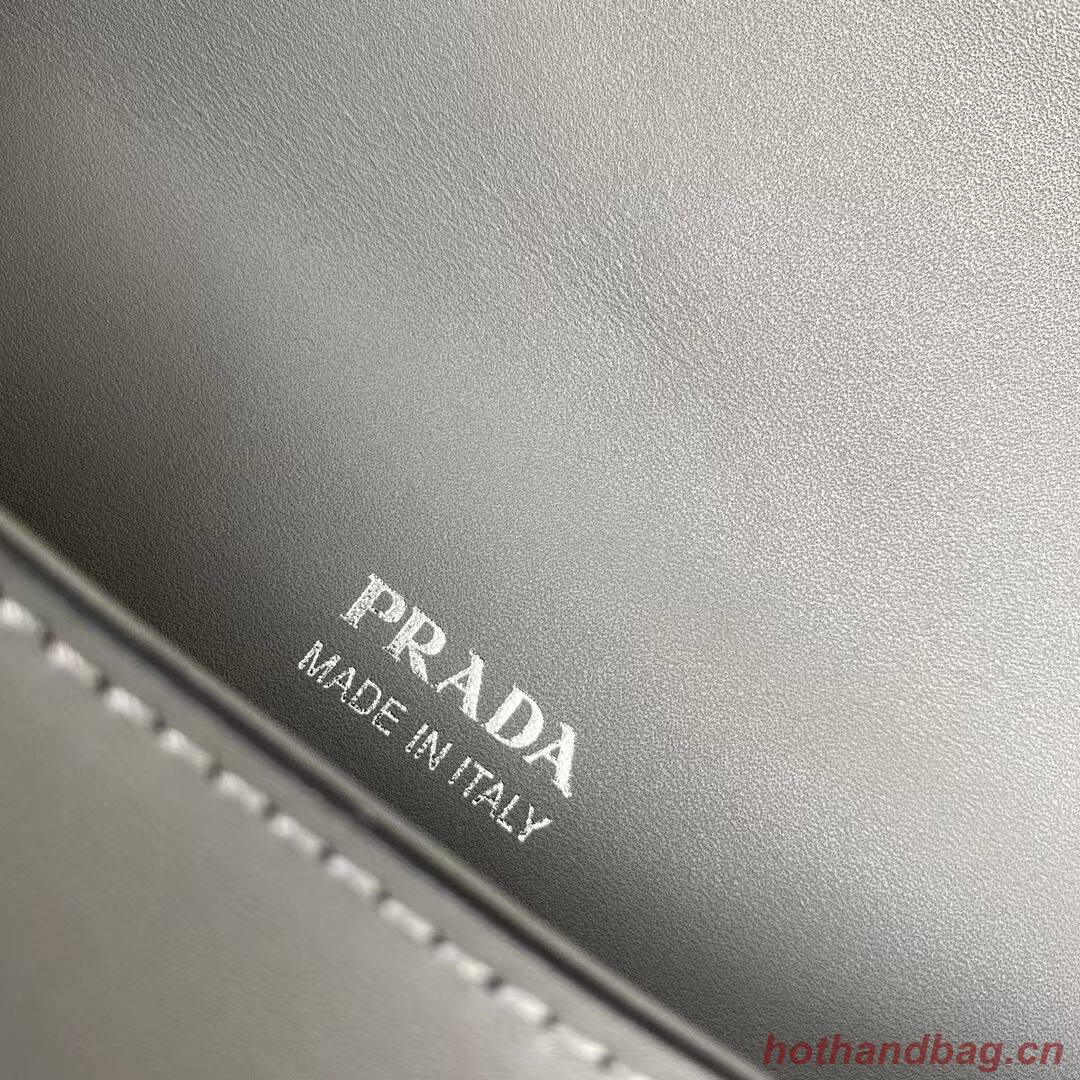 Prada Small brushed leather shoulder bag 1BA263 grey