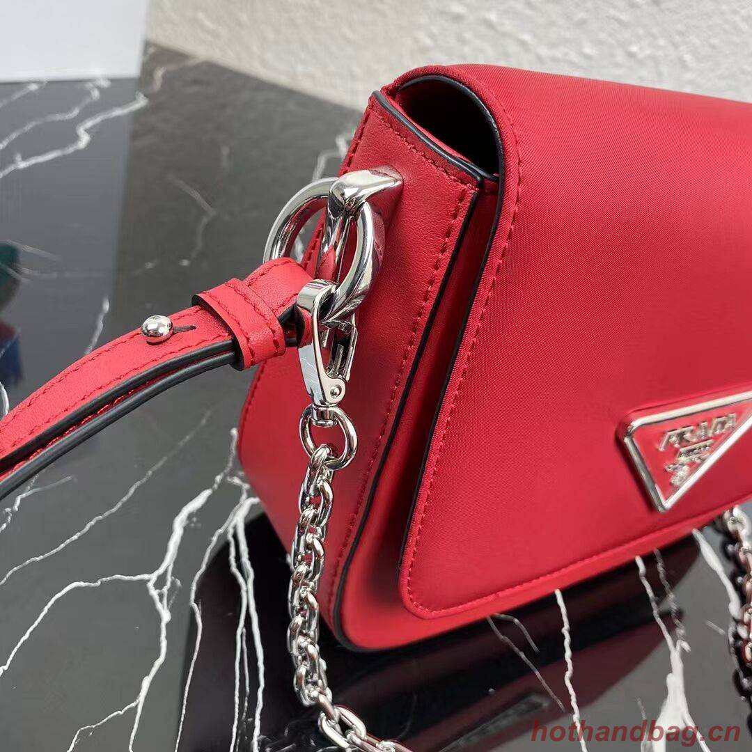 Prada Small brushed leather shoulder bag 1BA263 red