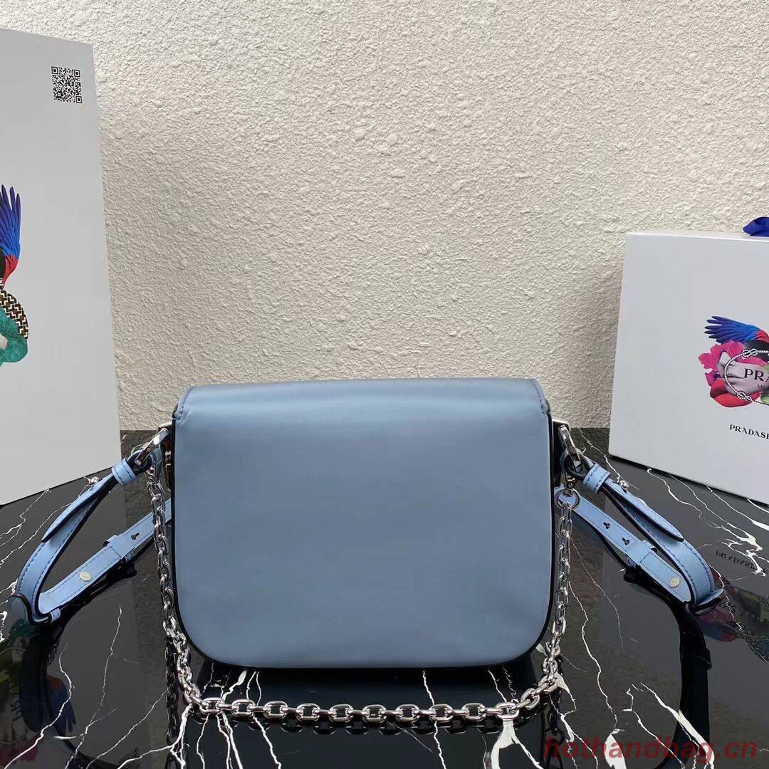 Prada Small brushed leather shoulder bag 1BA263 sky blue