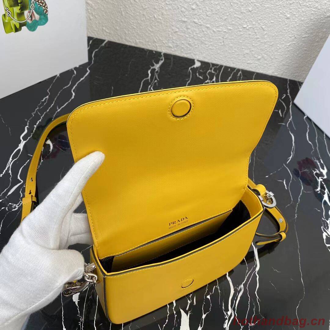 Prada Small brushed leather shoulder bag 1BA263 yellow