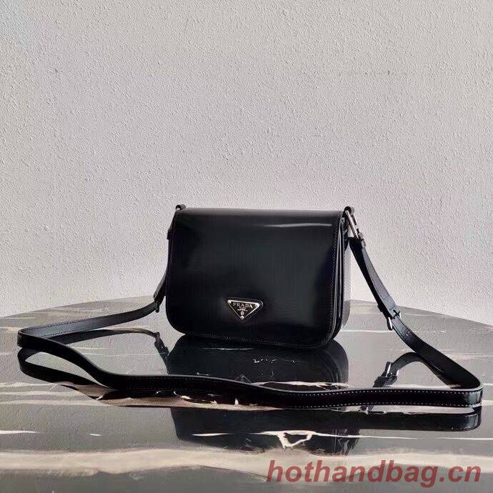 Prada Small brushed leather shoulder bag 1BH308 black