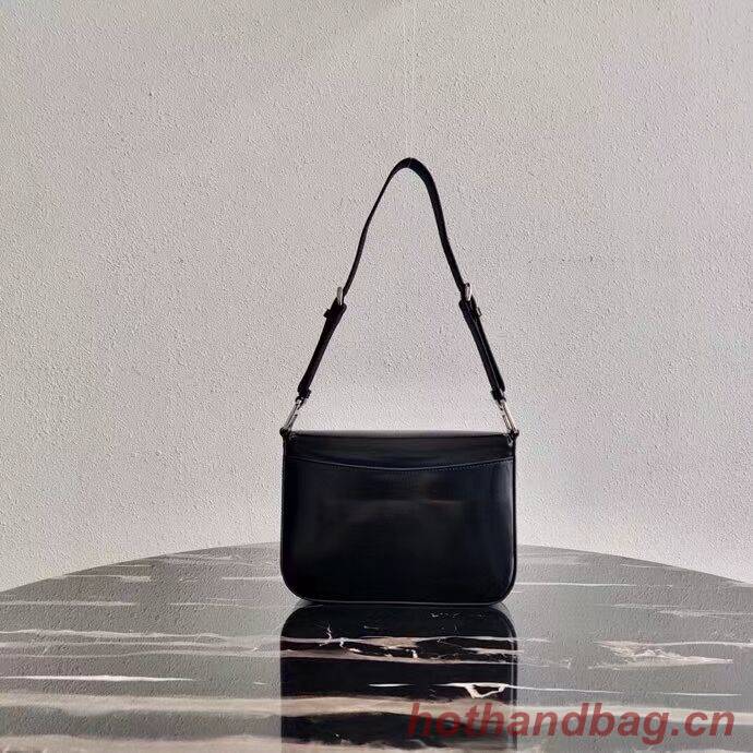 Prada Small brushed leather shoulder bag 1BH308 black