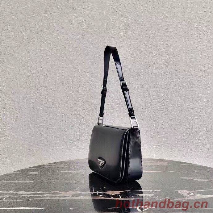 Prada Small brushed leather shoulder bag 1BH308 black