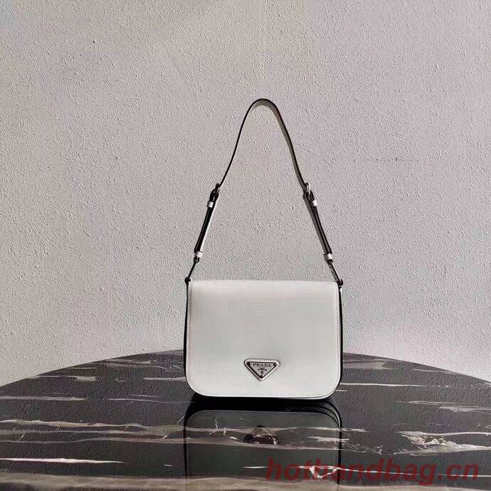 Prada Small brushed leather shoulder bag 1BH308 white