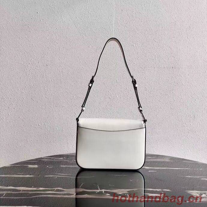 Prada Small brushed leather shoulder bag 1BH308 white