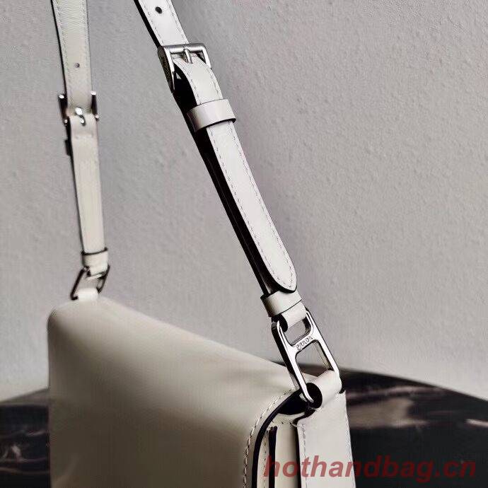 Prada Small brushed leather shoulder bag 1BH308 white