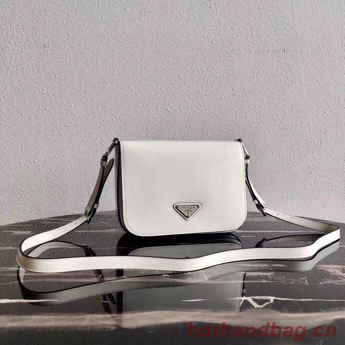 Prada Small brushed leather shoulder bag 1BH308 white