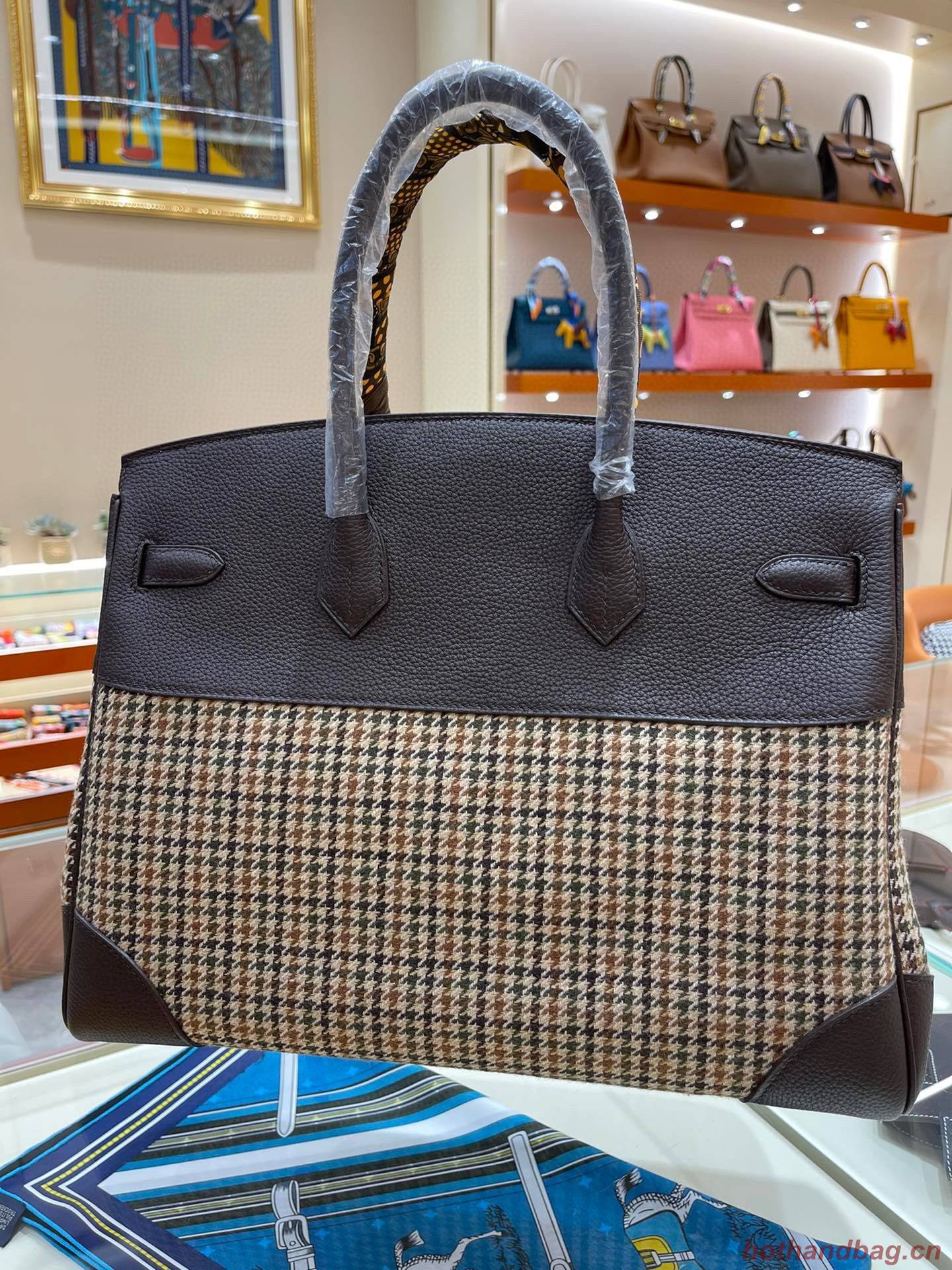 Hermes Birkin Bag Original Leather 30CM  OR 35CM 17888 Houndstooth Dark Brown