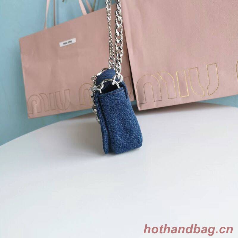 miu miu Denim Shoulder Bag 5ND223 blue