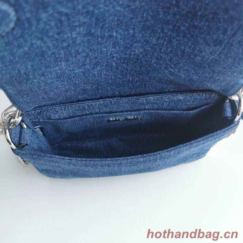 miu miu Denim Shoulder Bag 5ND223 blue