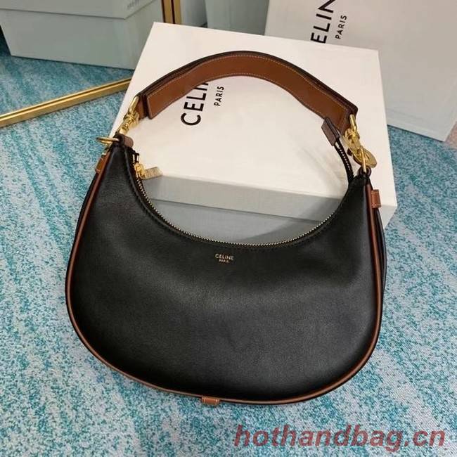 Celine MEDIUM STRAP AVA BAG IN SMOOTH CALFSKIN 196923 BLACK & TAN