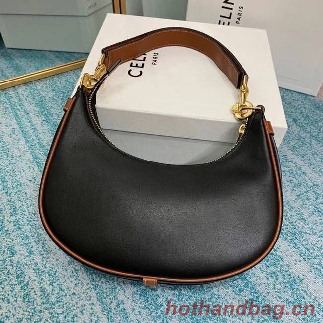 Celine MEDIUM STRAP AVA BAG IN SMOOTH CALFSKIN 196923 BLACK & TAN