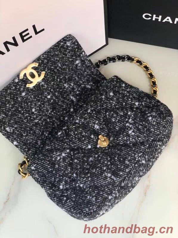 Chanel 19 flap bag Tweed AS1160 black