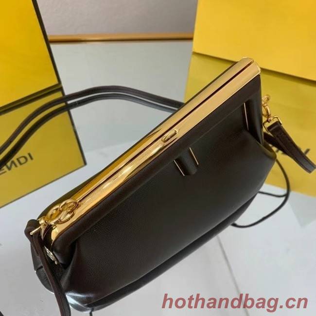 FENDI FIRST SMALL Dark brown leather bag 8BP129A